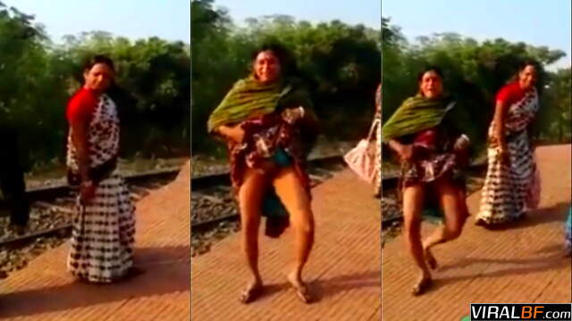 Caught At The Train Stop Risky Desi Aunty Shows Off Her Big Boobs